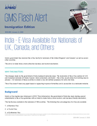KPMG GMS Flash Alert - India - E-Visa available for Nationals of UK, Canada and others
