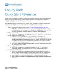 Faculty Tools - Quick Start Reference - Boards & Beyond