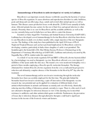 A novel immunotherapy for Brucellosis in cattle