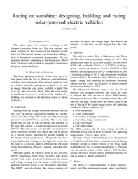Racing on sunshine: designing, building and racing solar-powered electric vehicles