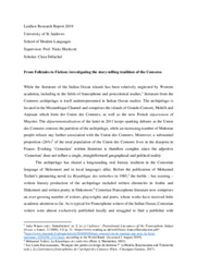 From Folktales to Fiction: investigating the story-telling tradition of the Comoros
