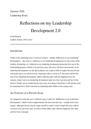 Reflections on my Leadership Development - Summer 2020