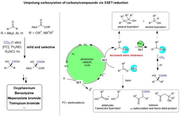Visible-light photoredox-catalyzed umpolung carboxylation of carbonyl compounds with CO2