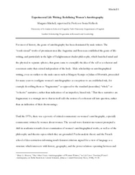 Experimental Life Writing: Redefining Women's Autobiography