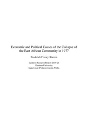 Economic and Political Causes of the Collapse of the East African Community in 1977