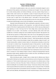 Summer 1 Reflective Report