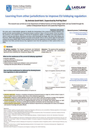 Research poster 'Learning from other jurisdictions to improve EU lobbying regulation'