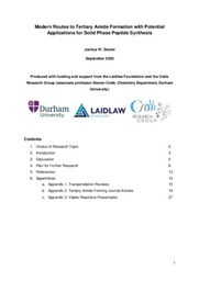 Modern Routes to Tertiary Amide Formation with Potential Applications for Solid Phase Peptide Synthesis