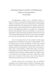 Examining changes in oxidative and inflammatory balance in the ageing brain - A New Research Proposal