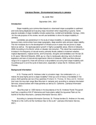 Environmental Insecurities in Jamaica Literature Review
