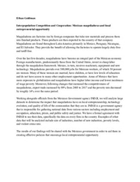 Research Proposal - Interpopulation Competition and Cooperation: Mexican maquiladoras and local
entrepreneurial opportunity