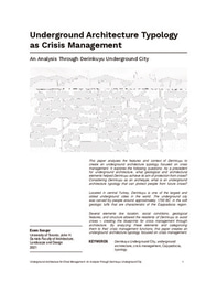 Underground Architecture Typology as Crisis Management: An Analysis Through Derinkuyu Underground City