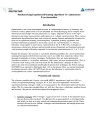 Summer Research Report - Benchmarking Experiment Planning Algorithms for Autonomous Experimentation