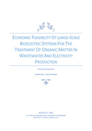 Economic feasibility of large-scale bioelectric systems for the treatment of organic matter in wastewater and electricity production