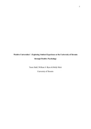 'Positive Universities' : Exploring Student Experience Through Positive Psychology