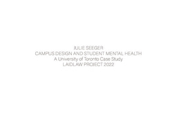Campus Design and Student Mental Health: A University of Toronto Case Study