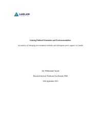 Linking Political Orientation and Environmentalism: An analysis of changing environmental attitudes and subsequent party support in Canada