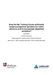 Does the Bar Training course sufficiently prepare prospective barristers for online advocacy and an increasingly digitalised workplace? 
