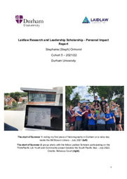 Laidlaw Scholarship Personal Impact Report 