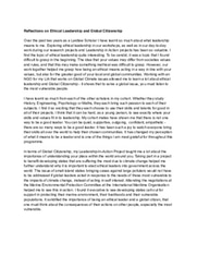 Reflections on Ethical leadership and Global Citizenship