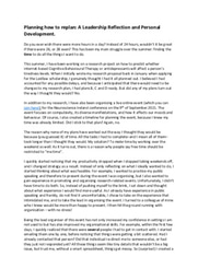 Planning how to replan: A Leadership Reflection and Personal Development. 