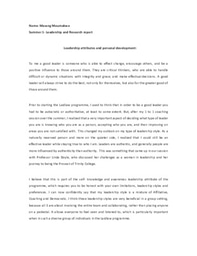 Reflective Report- Summer 1