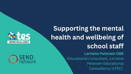 Lorraine Petersen: Supporting the mental health and wellbeing of school staff