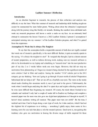 Summer One Reflection