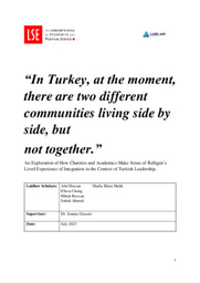 'An Exploration of How Charities and Academics Make Sense of Refugee's Lived Experience of Integration in the Context of Turkish Leadership' - Research Paper