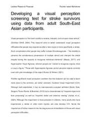 Research Proposal: Developing a visual perception screening test for stroke survivors using data from adult South-East Asian participants.