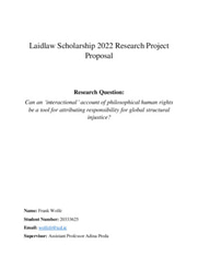 Research Proposal - Can an ‘interactional’ account of philosophical human rights be a tool for attributing responsibility for global structural injustice?