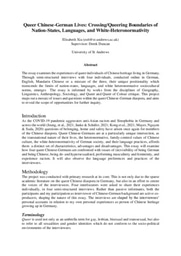 Queer Chinese-German Lives: Crossing/QueeringBoundaries of Nation-States, Languages, and White-Heteronormativity