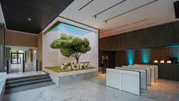 Channel4you creates an immersive space with 3D anamorphic content in the lobby of the new Aura office building