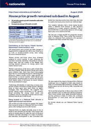 House price growth remained subdued in August