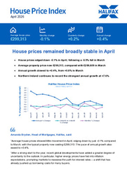 House prices remained broadly stable in April