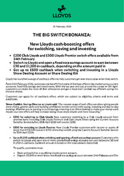 The big switch bonanza: New Lloyds cash-boosting offers for switching, saving and investing
