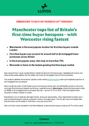 Manchester tops list of Britain’s first time buyer hotspots – with Worcester rising fastest
