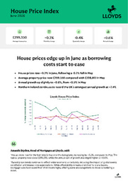 House prices edge up in June as borrowing costs start to ease