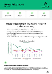 House prices stable in July despite renewed global uncertainty