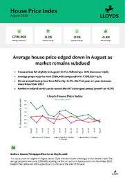 Average house price edged down in August as market remains subdued