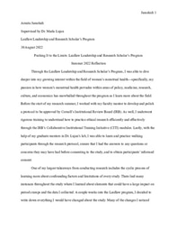 Laidlaw Summer 1 Reflection