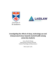 Investigating the effects of sleep, technology use and interpersonal stress towards mental health among university students
