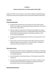 AJ Bell plc - Interim results for the six months ended 31 March 2026