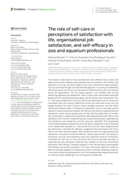 The role of self-care in perceptions of satisfaction with life, organisational job satisfaction, and self-efficacy in zoo and aquarium professionals