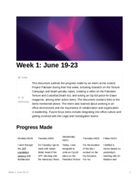 Justice Project Pakistan LiA: Week 1