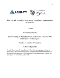 Literature Review of How VR technology help people gain understanding about dyslexia - Yu Yao