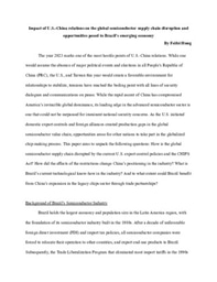 Impact of U.S.-China relations on the global semiconductor supply chain disruption and opportunities posed to Brazil’s emerging economy 