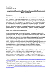 Recognition and Reparation in Philanthorpy: History and the Rustat memorial plaque controversy REPORT