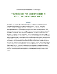 LiA Research Project: Youth Voices for Sustainability in Pakistan's Higher Education - Preliminary Research Findings
