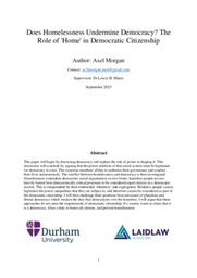 Does Homelessness Undermine Democracy? Research Essay